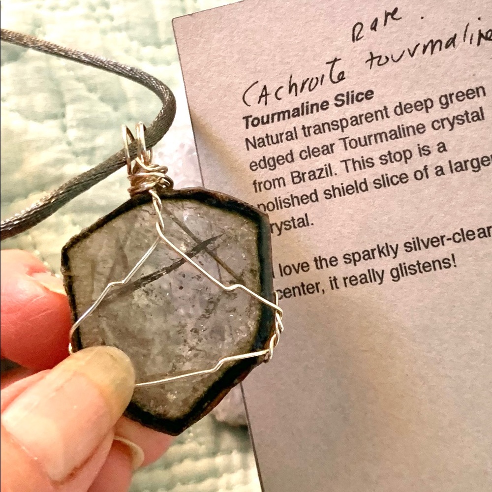 Tourmaline polished crystal slice Pendant - Picture 6 of 8